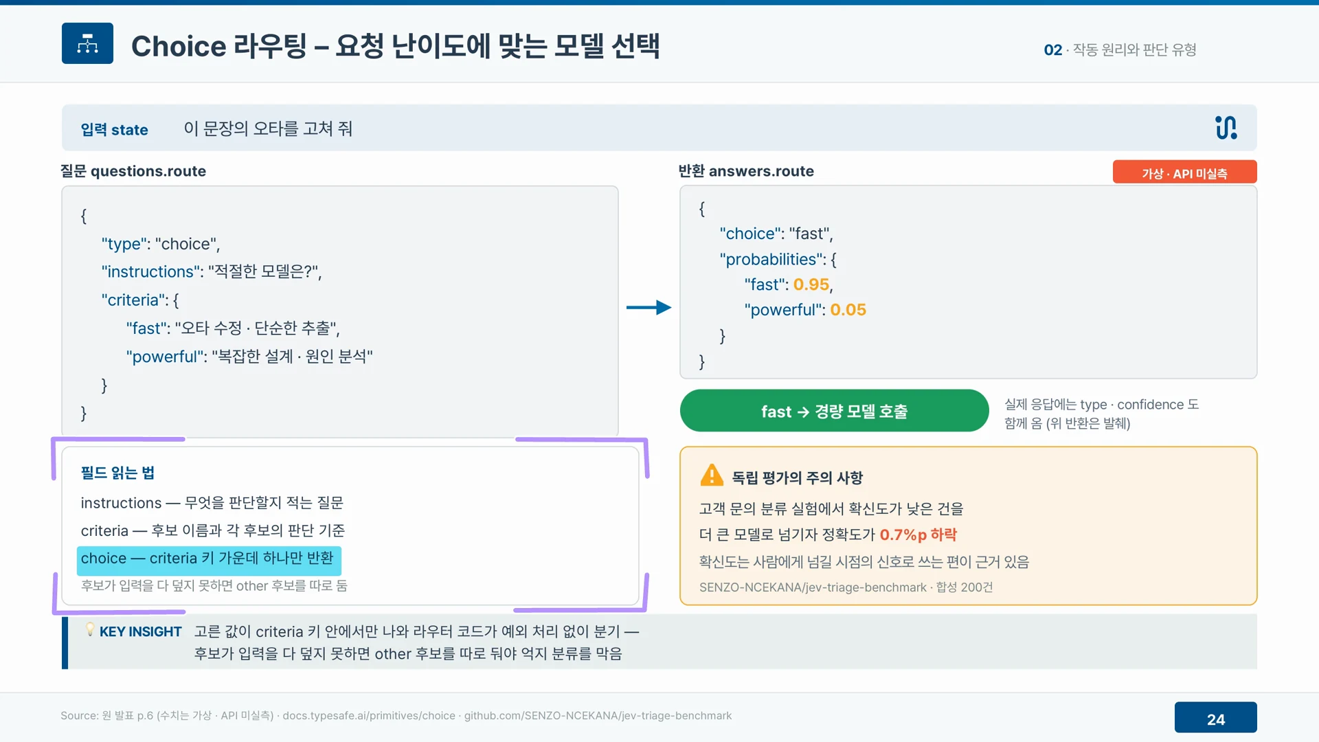 Choice 질문으로 요청 난이도에 맞는 가벼운 모델과 고성능 모델 중 하나를 고른다.